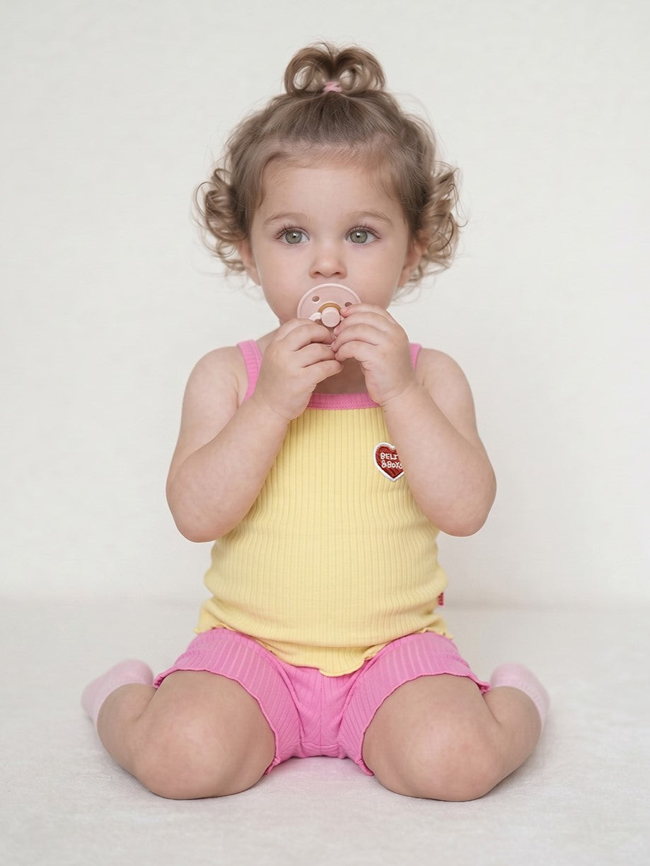 [BABY GIRL SET] Yellow BB Heart Two-Tone Sleeveless One Mile