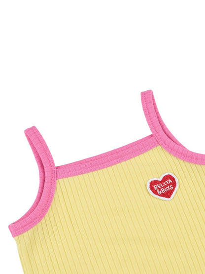 [BABY GIRL SET] Yellow BB Heart Two-Tone Sleeveless One Mile