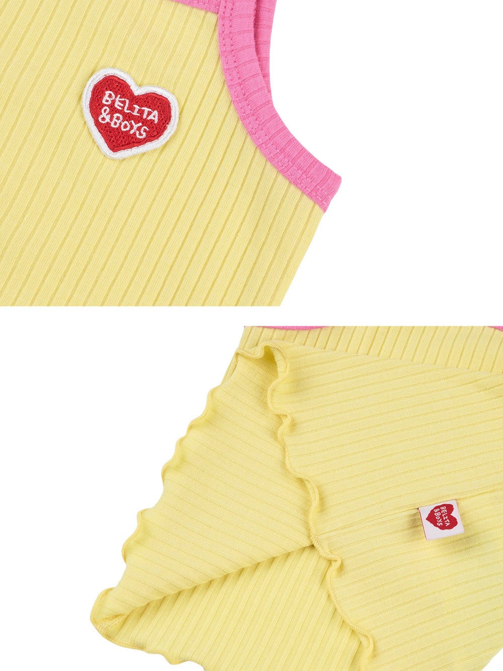 [BABY GIRL SET] Yellow BB Heart Two-Tone Sleeveless One Mile