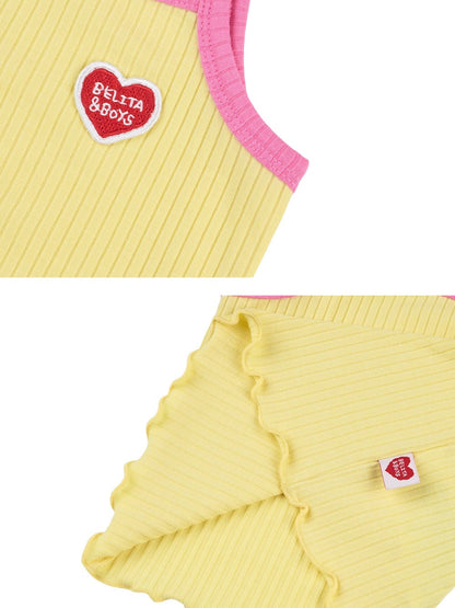 [BABY GIRL SET] Yellow BB Heart Two-Tone Sleeveless One Mile