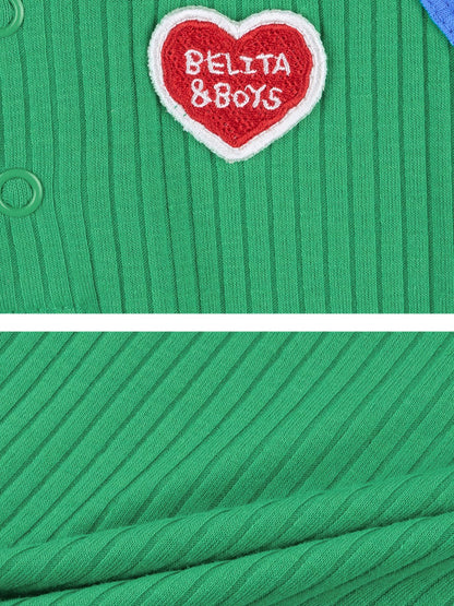 [BABY SET] Green BB Heart Two-Tone Sleeveless Bodysuit