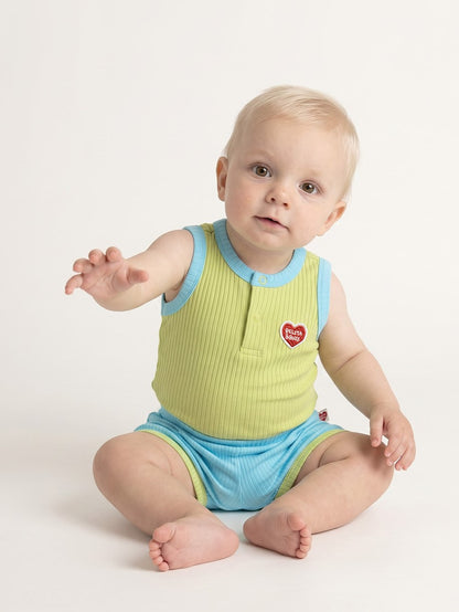 [BABY SET] Light Green BB Heart Two-Tone Sleeveless One Mile