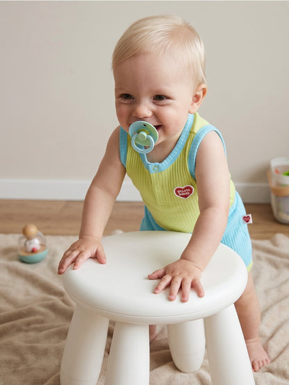 [BABY SET] Light Green BB Heart Two-Tone Sleeveless One Mile