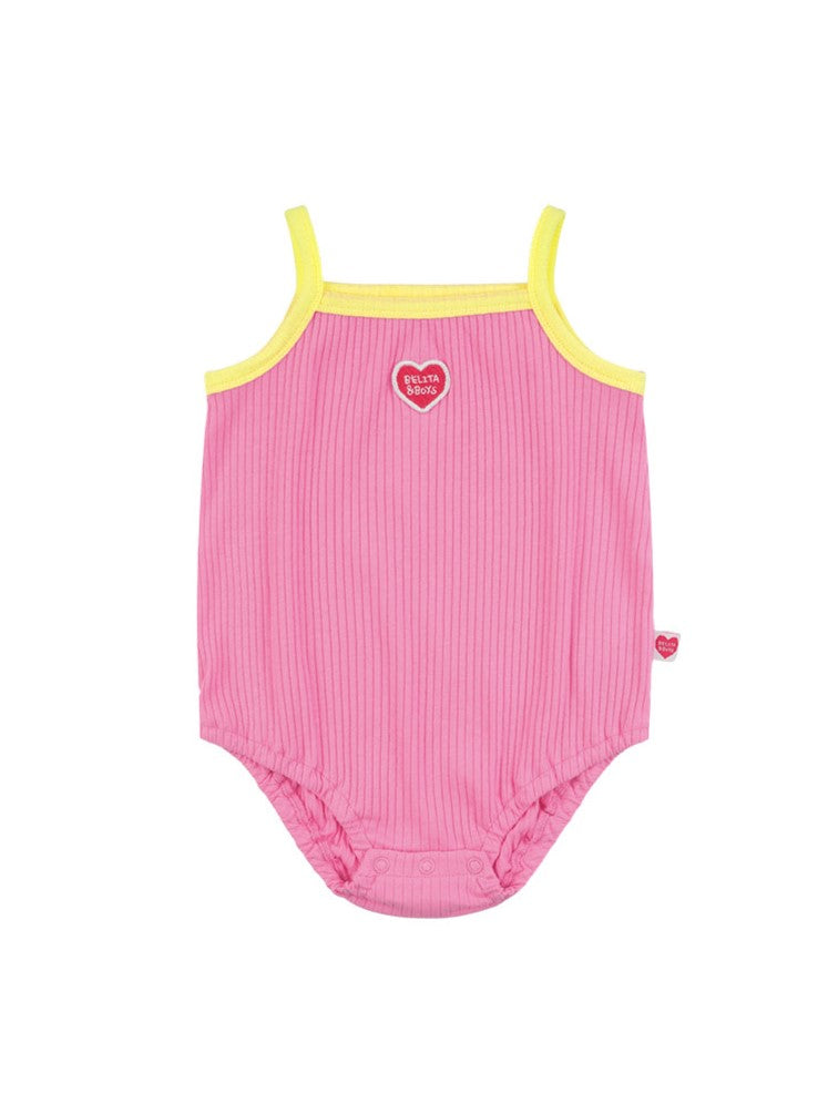 BABY GIRL Pink BB Heart Two-Tone Sleeveless Bodysuit