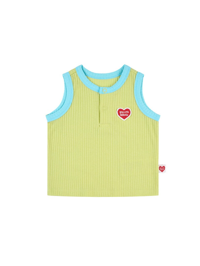 [BABY SET] Light Green BB Heart Two-Tone Sleeveless One Mile