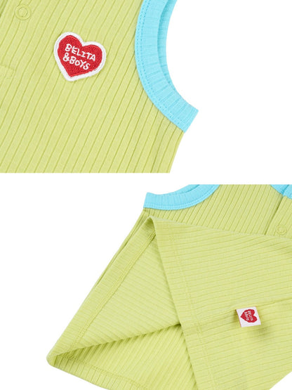 [BABY SET] Light Green BB Heart Two-Tone Sleeveless One Mile