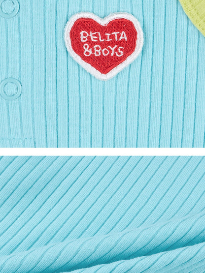 [BABY SET] Light Blue BB Heart Two-Tone Sleeveless Bodysuit