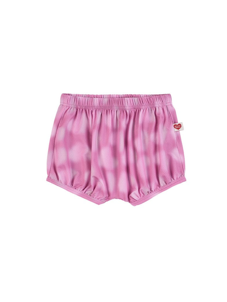 [BABY SET] Pink Water Dye Heart Pattern Mesh Sleeveless Shorts