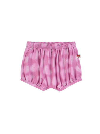 [BABY SET] Pink Water Dye Heart Pattern Mesh Sleeveless Shorts