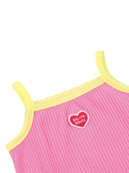 BABY GIRL Pink BB Heart Two-Tone Sleeveless Bodysuit