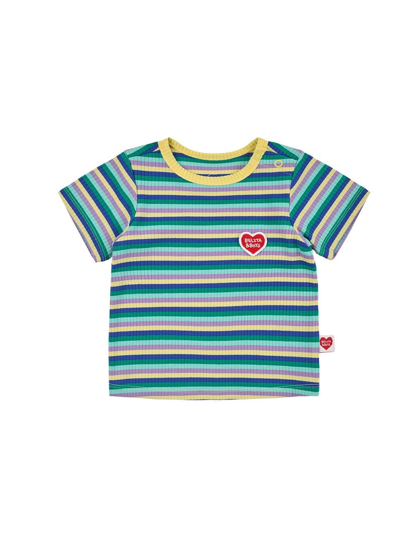 [BABY SET] Light Yellow Colorful Stripe Short One Mile