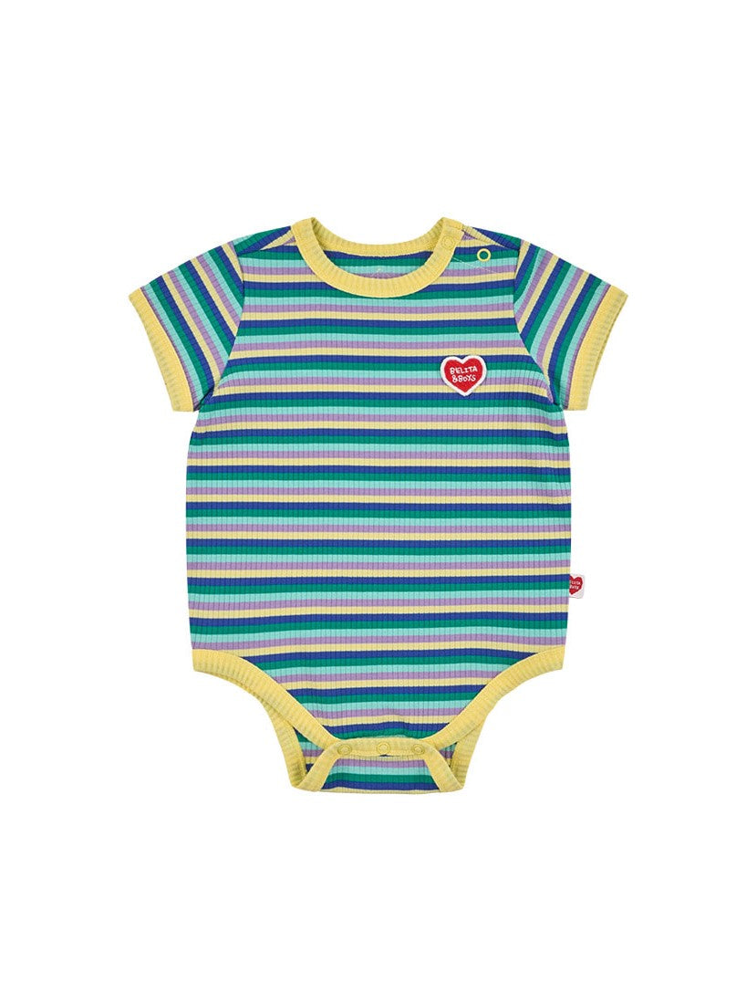 BABY Light Yellow Colorful Stripe Short Bodysuit