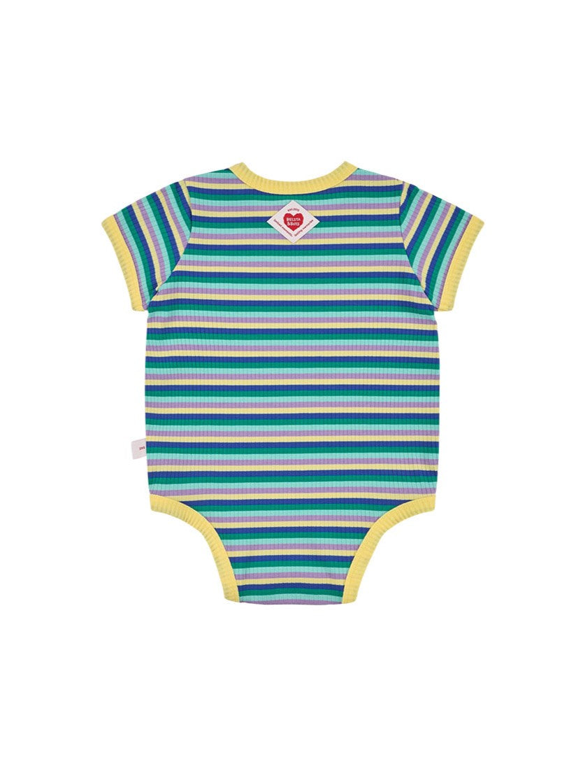BABY Light Yellow Colorful Stripe Short Bodysuit
