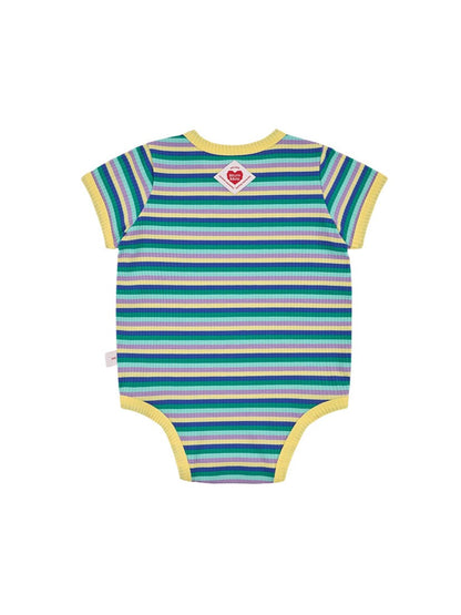 BABY Light Yellow Colorful Stripe Short Bodysuit