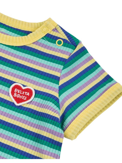 BABY Light Yellow Colorful Stripe Short Bodysuit