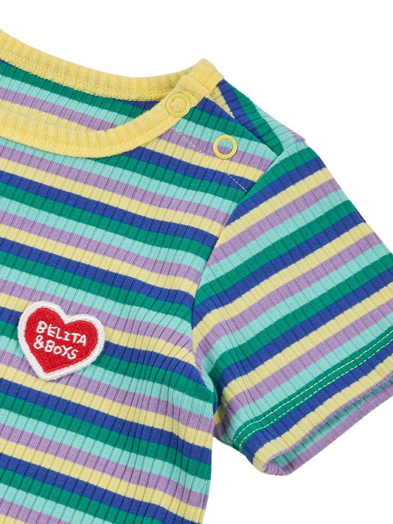 [BABY SET] Light Yellow Colorful Stripe Short One Mile