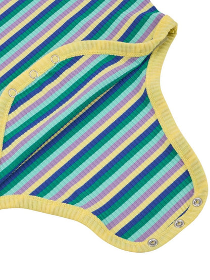 BABY Light Yellow Colorful Stripe Short Bodysuit