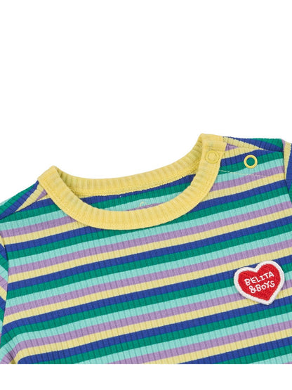 BABY Light Yellow Colorful Stripe Short Bodysuit