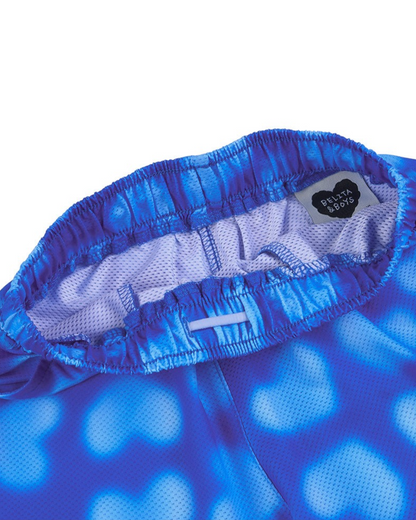 [SET] Blue Water Dye Heart Pattern Mesh Shorts