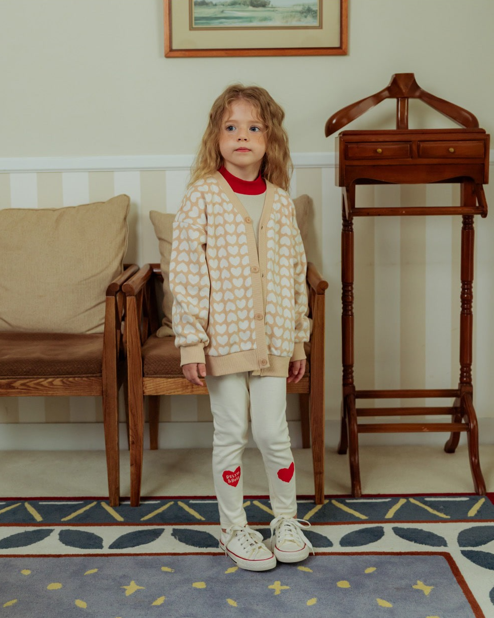 Cream Double Heart Leggings