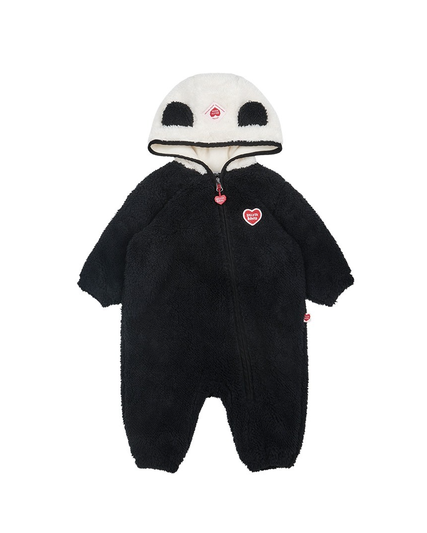 BABY Black Bear Fur Hooded Jumpsuit