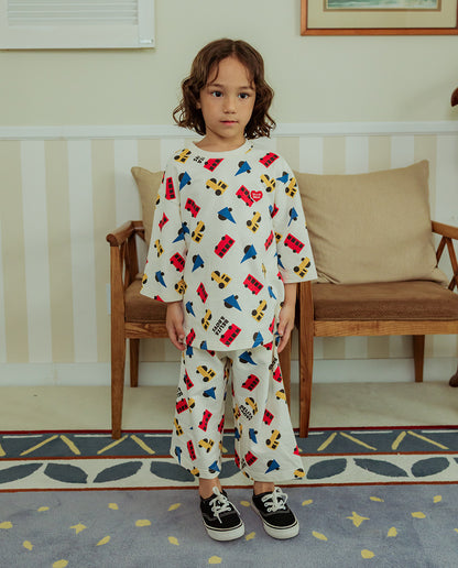 [SET] Cream Bus and Truck Pattern Crop