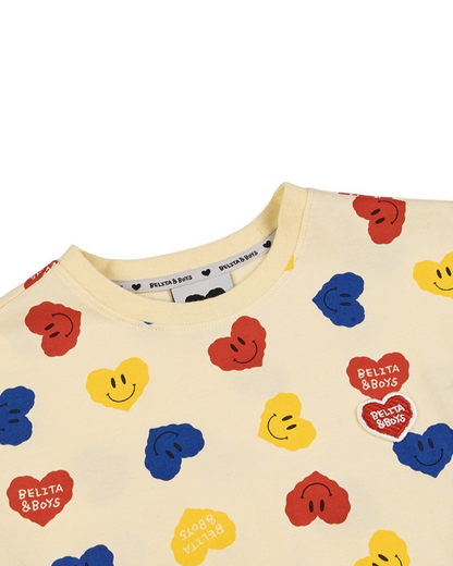 [SET] Light Yellow Smile Heart Pattern Shorts