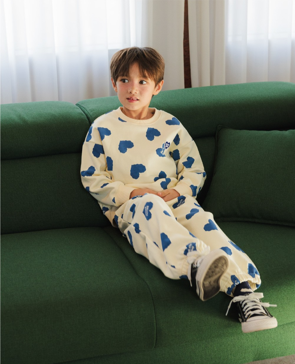 [SET] Blue Heart Pattern Jogger