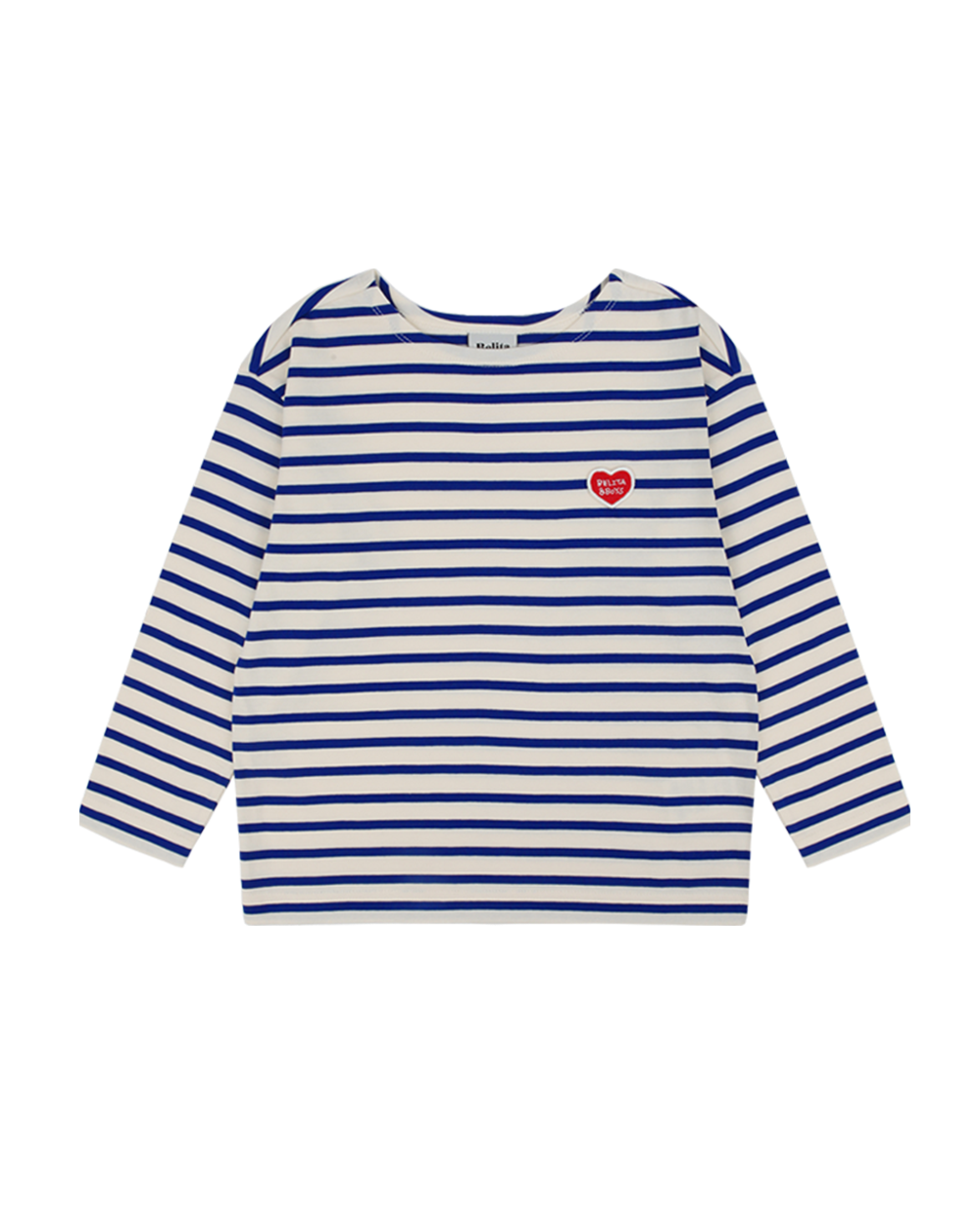 Blue Stripe BB Heart Boat Neck Long Sleeve