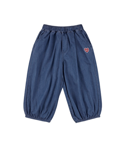 Blue BB Heart Balloon Fit Denim Pants