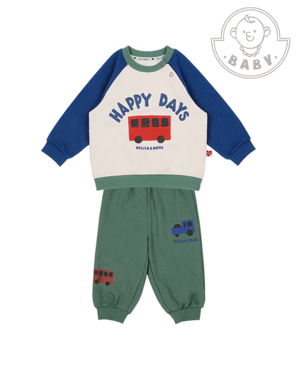 [BABY SET] Blue Bus Color Block Jogger
