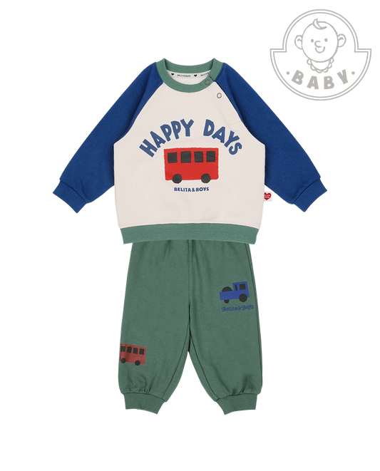 [BABY SET] Blue Bus Color Block Jogger