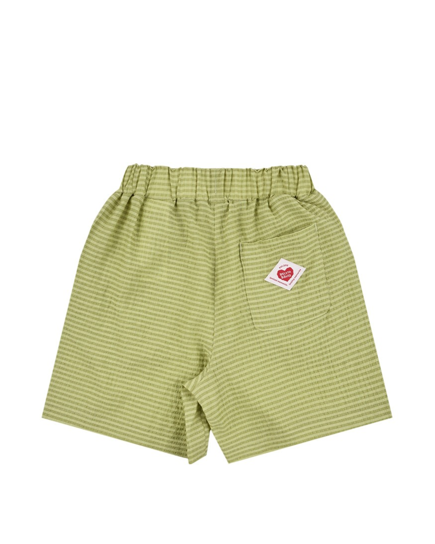 [SET] Green Color Block Polysucker Shirt & Shorts