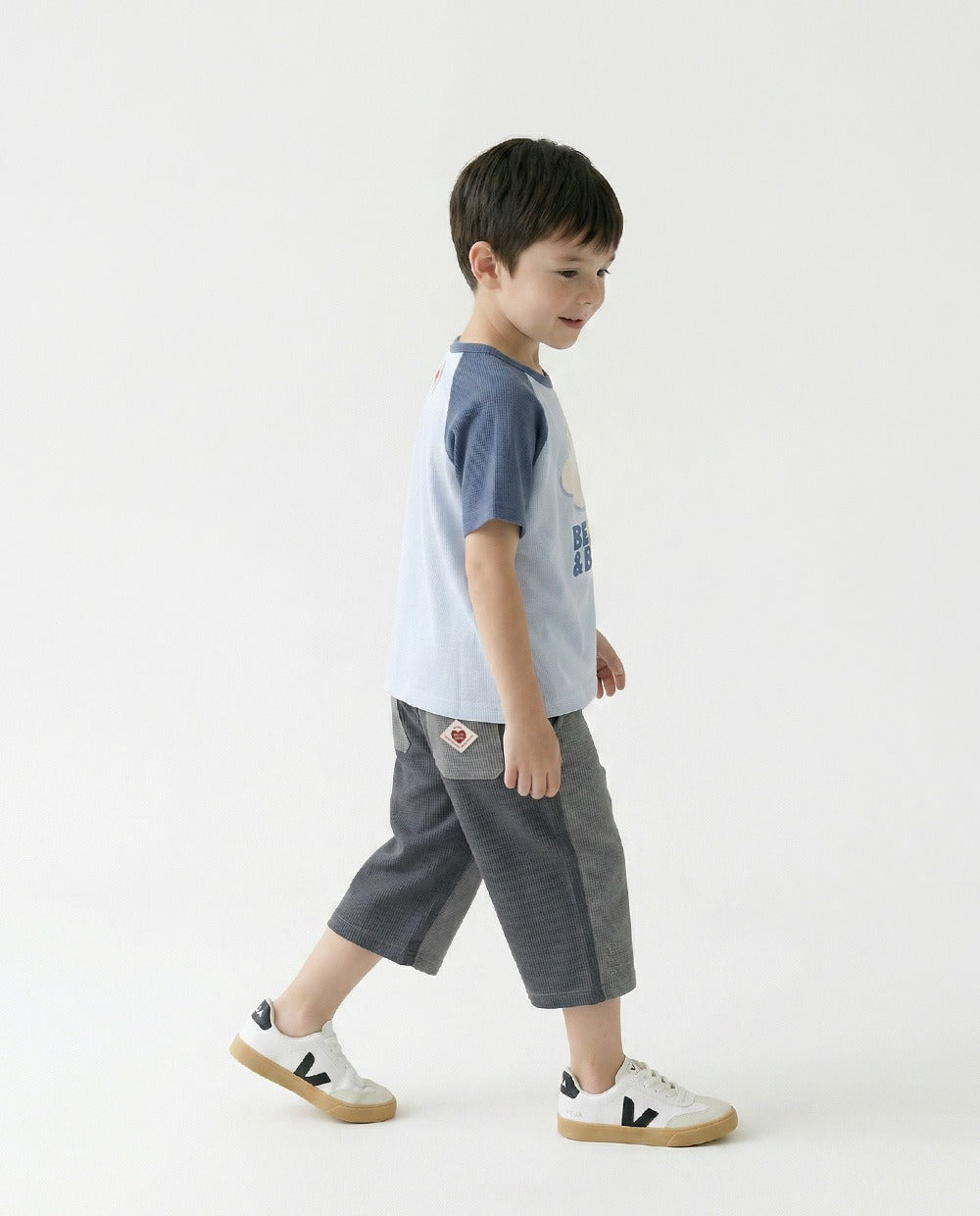 Grey BB Heart Color Block Polysucker Crop Pants