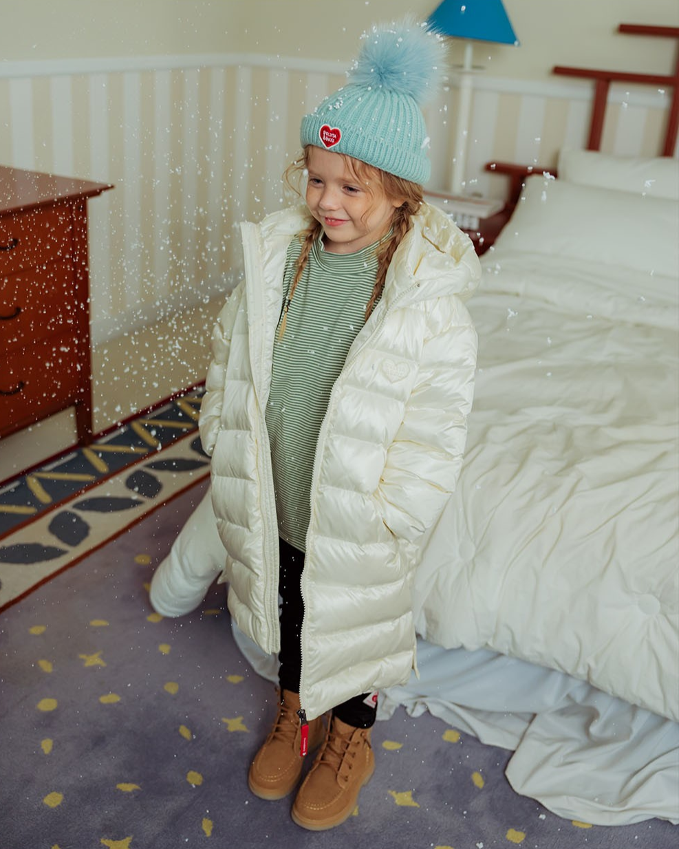 Cream BB Heart Duck Down Long Jumper