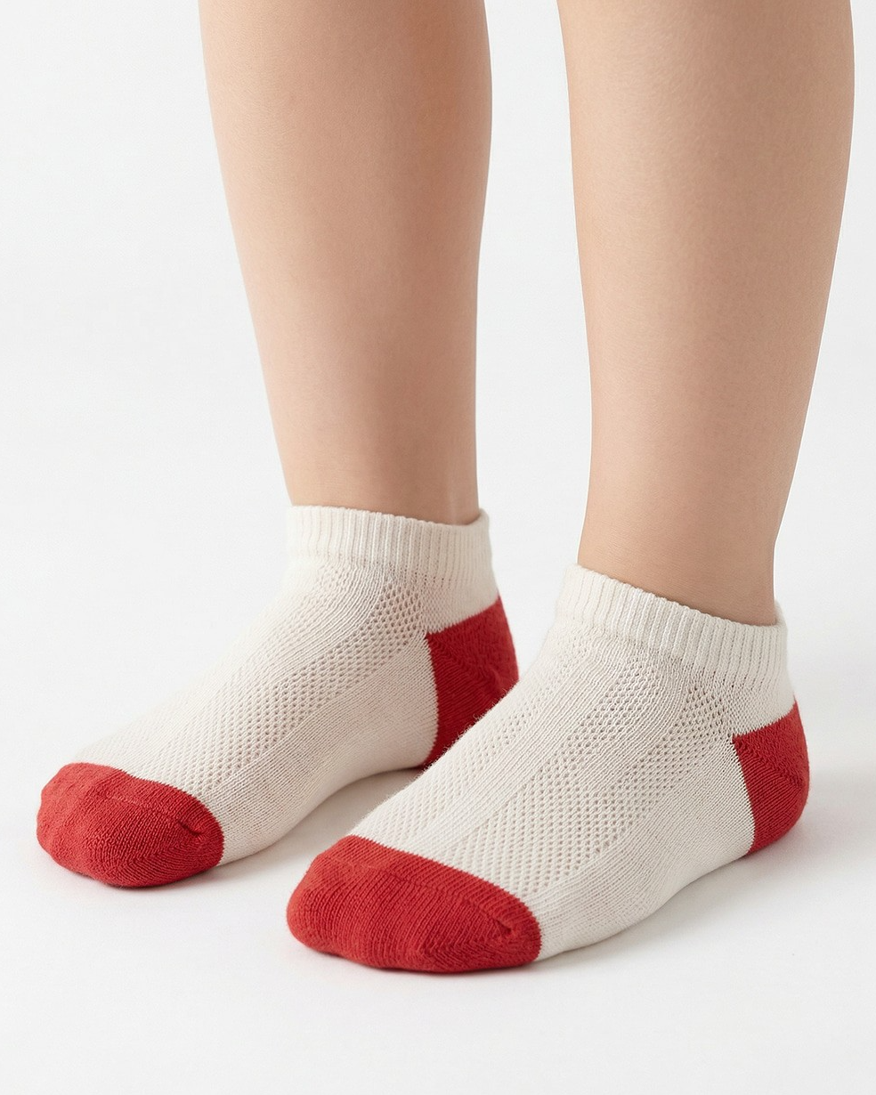 Cream Color Block Jacquard Socks