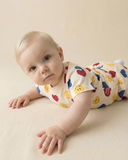 [BABY SET] Cream Smile Heart Pattern Shorts