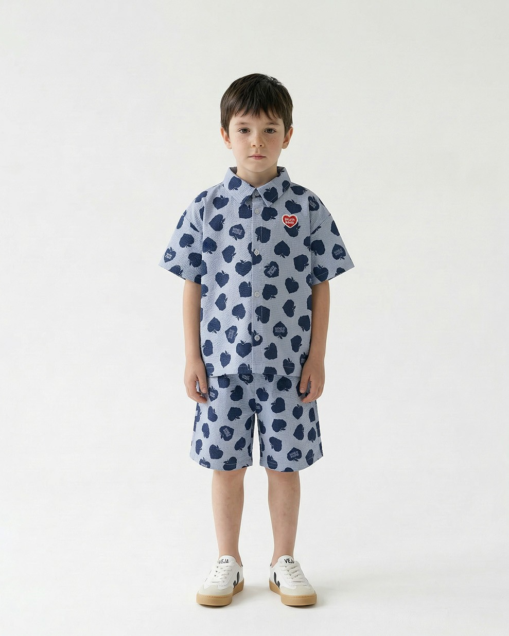 [SET] Navy Bubble Apple Polysucker Shirt & Shorts