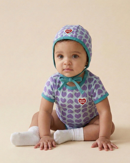 BABY Violet BB Heart Pattern Bonnet