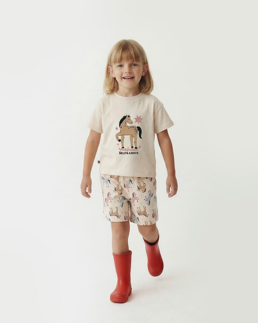 [SET] Light Pink Horse Point Pattern Shorts
