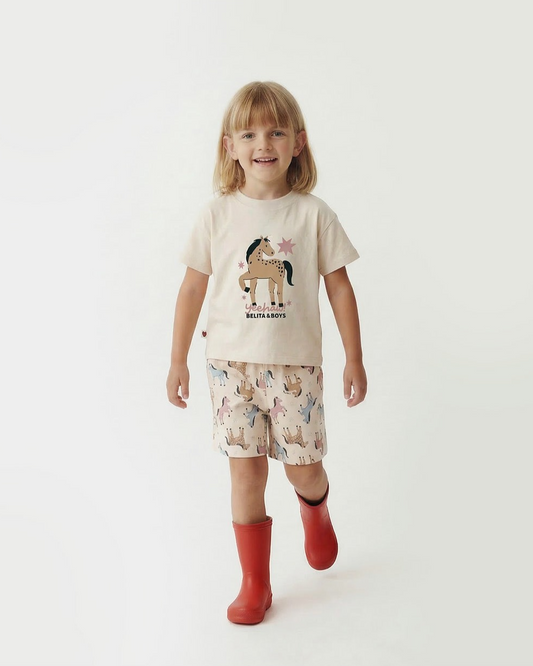 [SET] Light Pink Horse Point Pattern Shorts