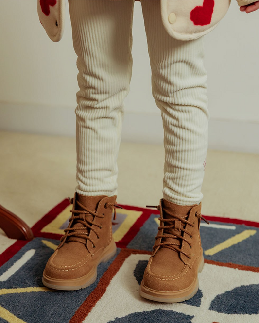 Cream Velour Rib Leggings