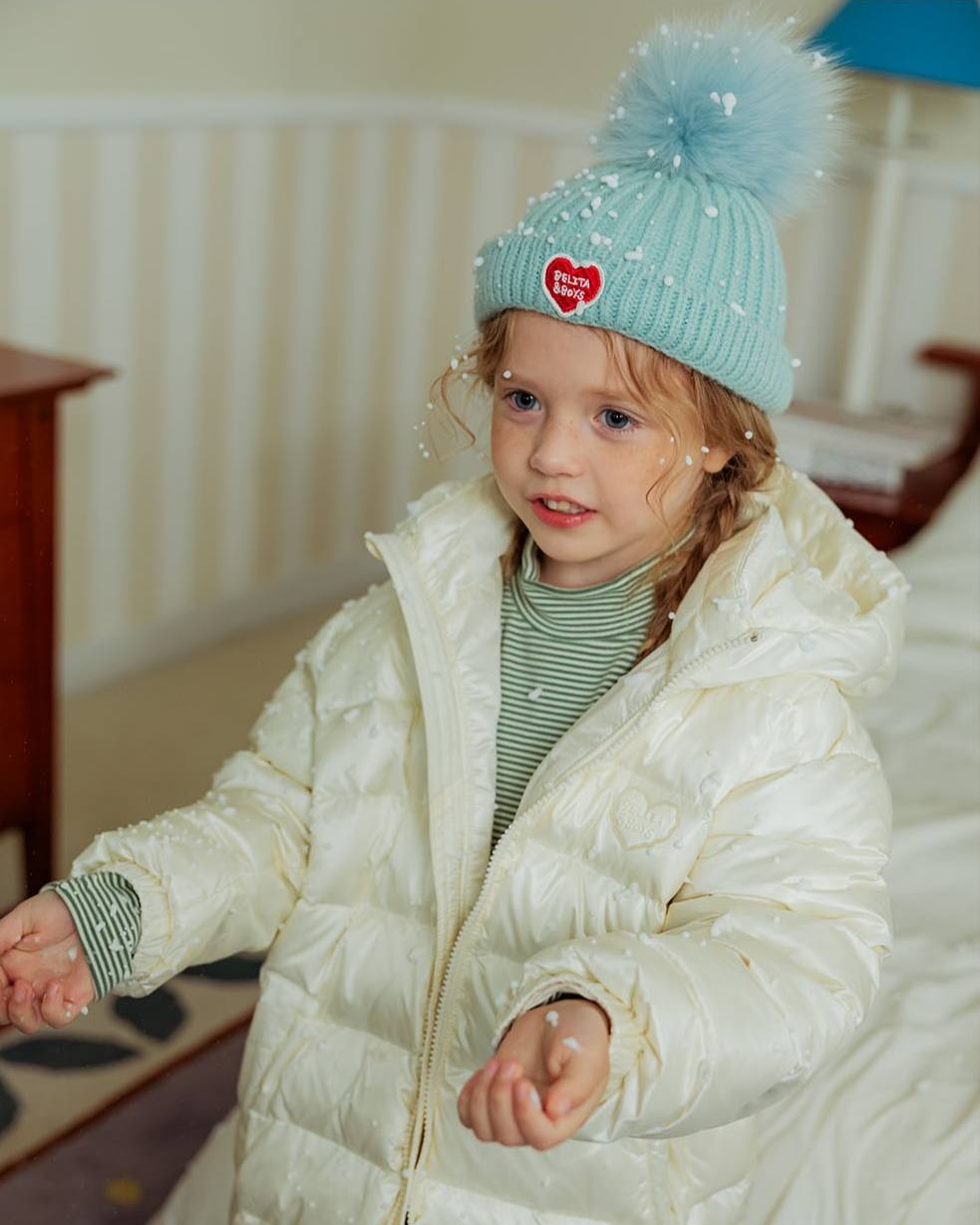 Mint BB Heart Pompom Beanie