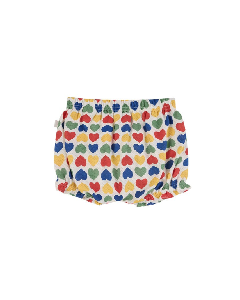 [BABY GIRL SET] Cream Rainbow Heart Mesh Sleeveless Shorts