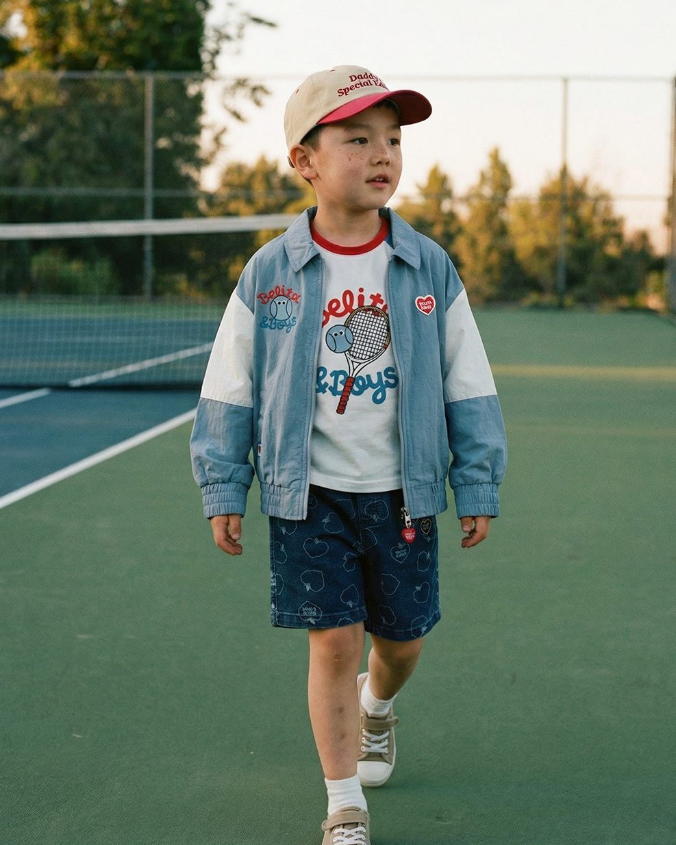 Light Blue Tennis Color Block Collar Windbreaker