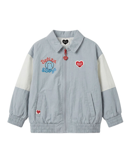 Light Blue Tennis Color Block Collar Windbreaker