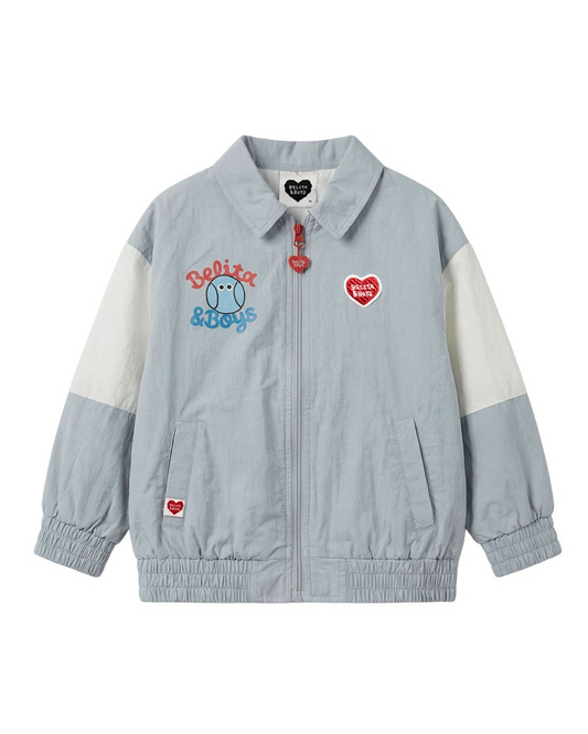Light Blue Tennis Color Block Collar Windbreaker