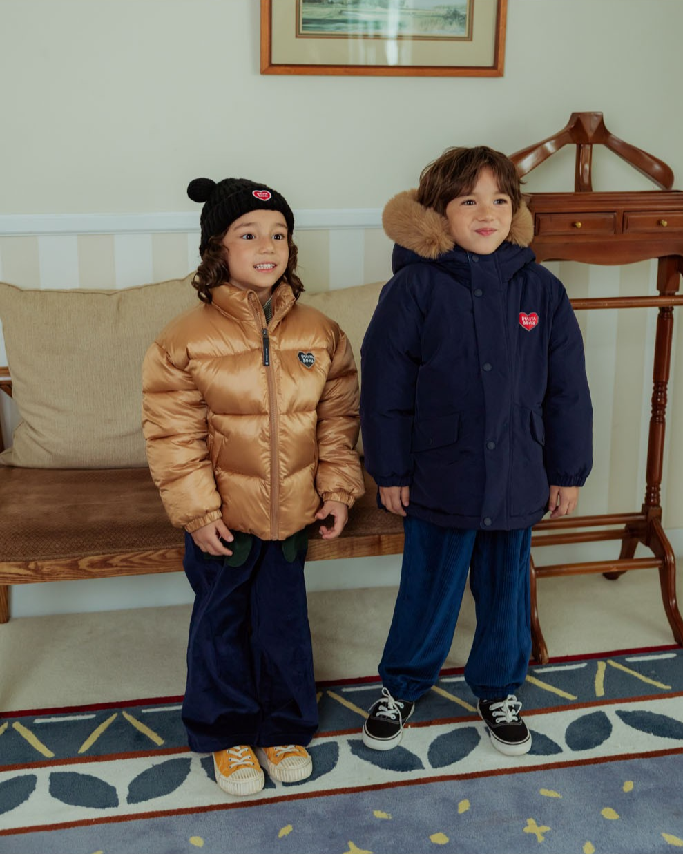 Beige BB Heart Basic Puffer Jumper