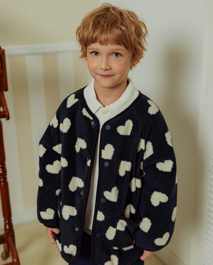 Navy BB Heart Pattern Reversible Jumper