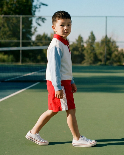 Red Tennis Color Block Shorts